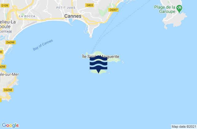 Ile St Honorat, France tide times map