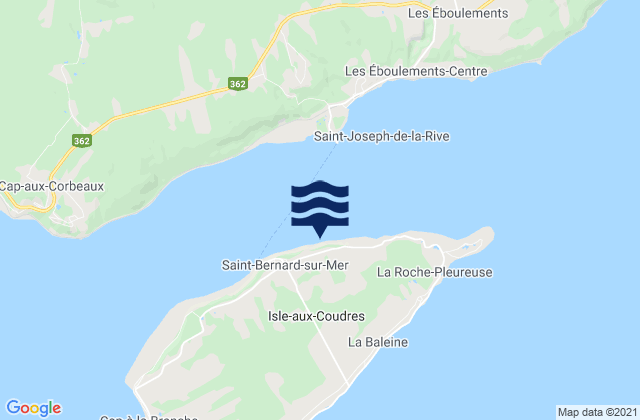 Ile aux Coudres, Canada tide times map