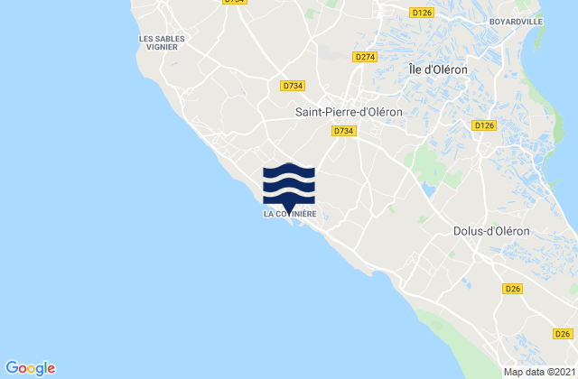 Ile d'Oleron - La Cotiniere, France tide times map
