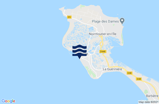Ile de Noirmoutier, France tide times map