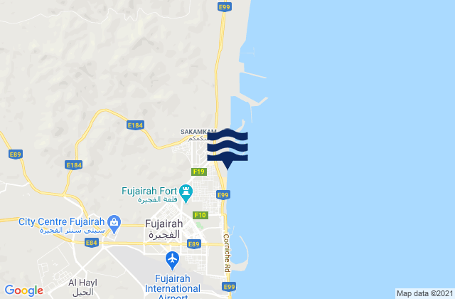 Imarat al Fujayrah, United Arab Emirates tide times map