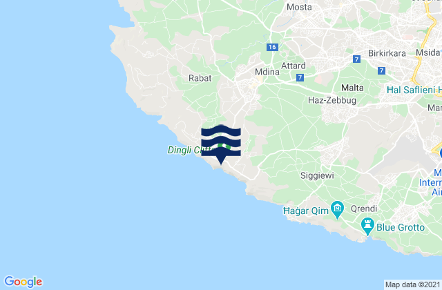 Imdina, Malta tide times map