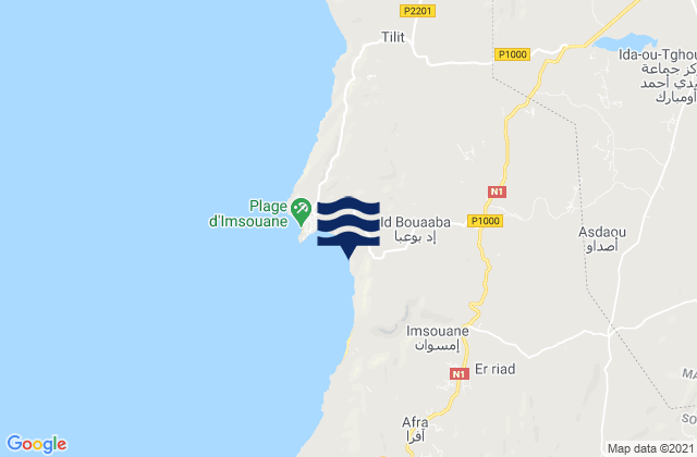 Imsouane, Morocco tide times map