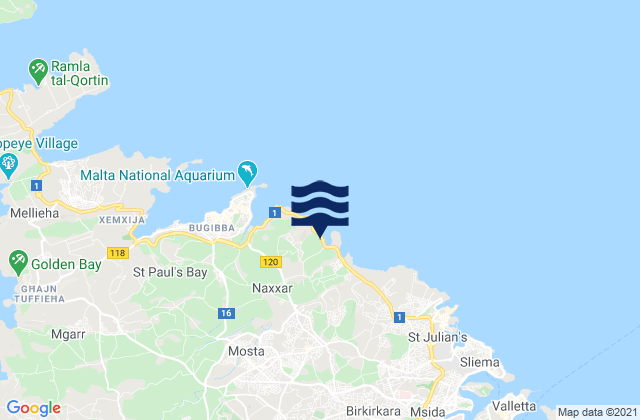 In-Naxxar, Malta tide times map