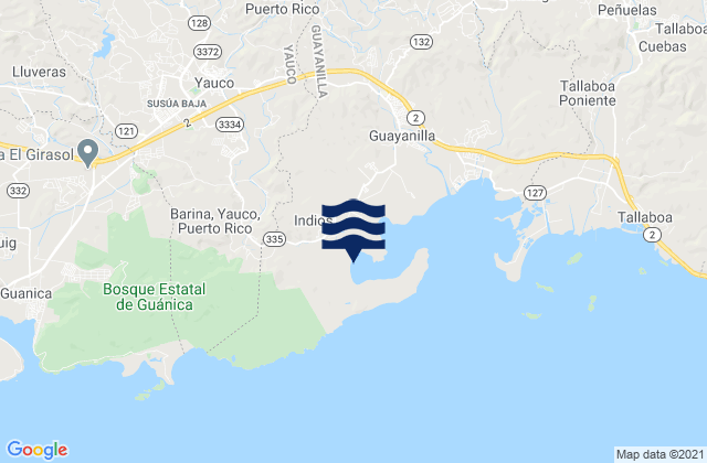 Indios, Puerto Rico tide times map
