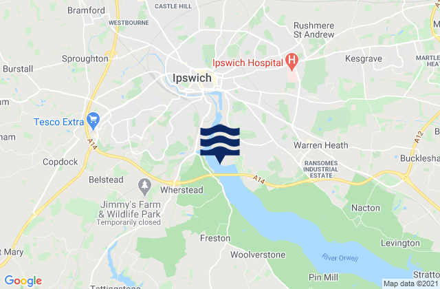 Ipswich, United Kingdom tide times map