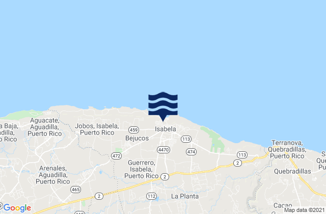 Isabela Barrio-Pueblo, Puerto Rico tide times map
