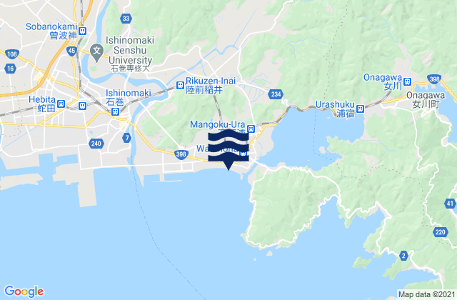 Ishinomaki Shi, Japan tide times map