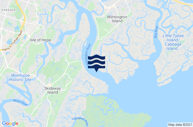 Isle of Hope City SE of Skidaway River, United States tide chart map