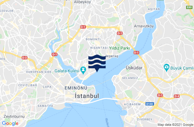 Istanbul, Turkey tide times map