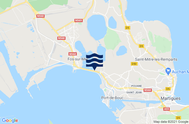Istres, France tide times map