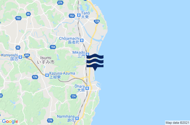 Isumi Shi, Japan tide times map