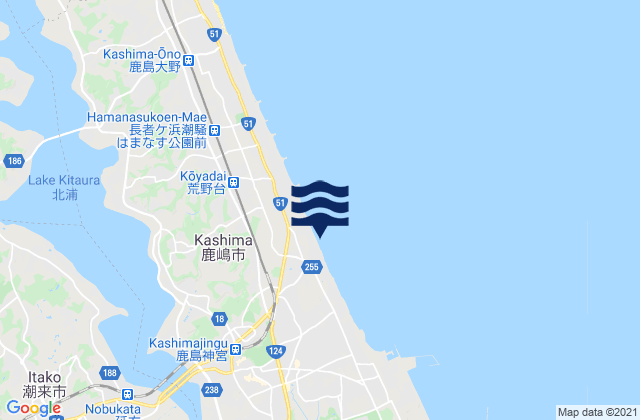 Itako-shi, Japan tide times map