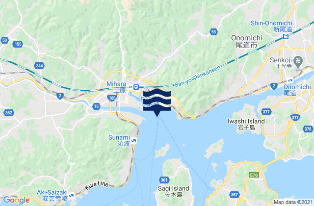 Itosaki Mihara Wan, Japan tide times map