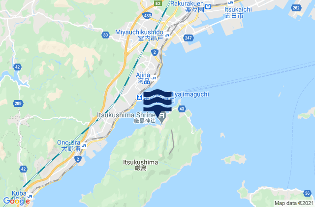 Itukusima, Japan tide times map