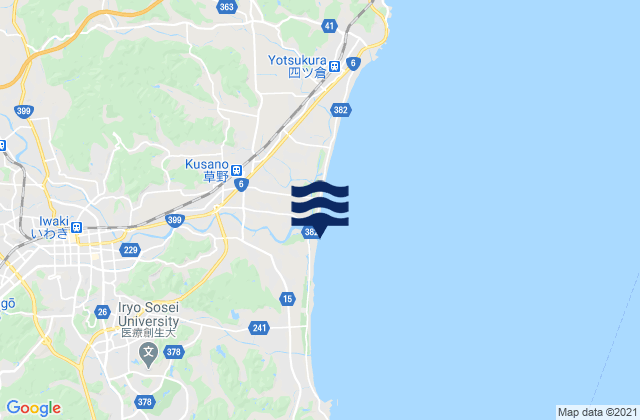 Iwaki-shi, Japan tide times map