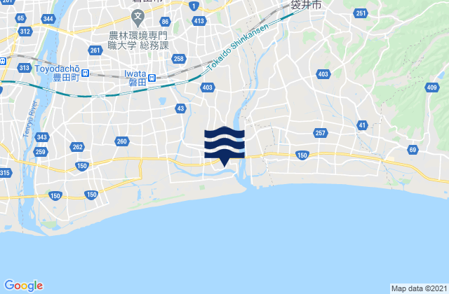 Iwata-shi, Japan tide times map