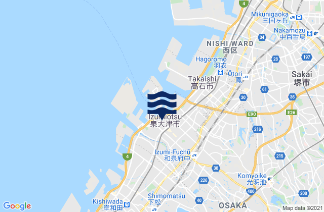 Izumi Shi, Japan tide times map