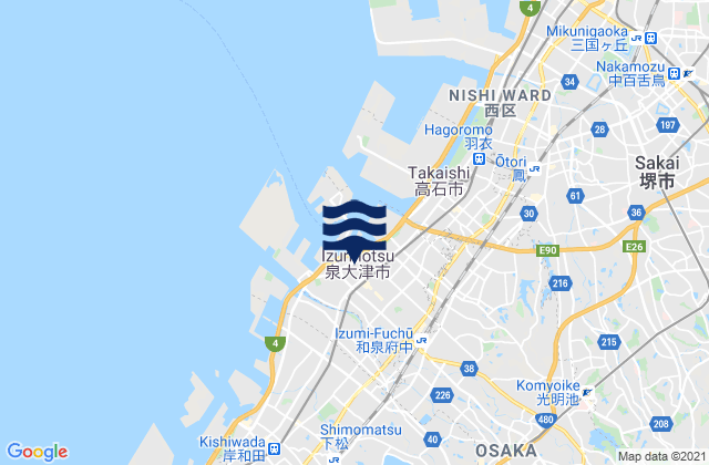 Izumiotsu Shi, Japan tide times map