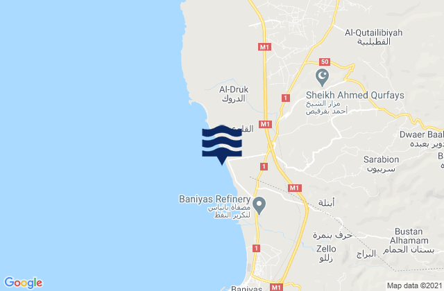 Jableh District, Syria tide times map