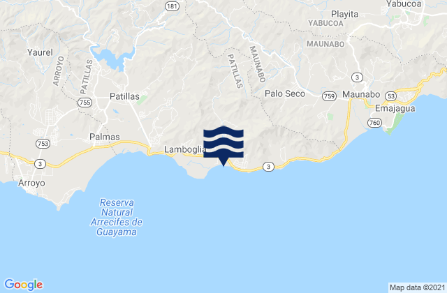 Jacaboa Barrio, Puerto Rico tide times map