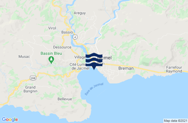 Jacmel, Haiti tide times map