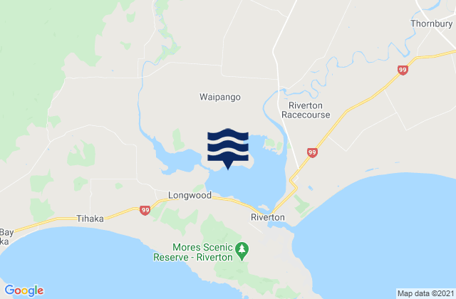 Jacobs River Estuary, New Zealand tide times map