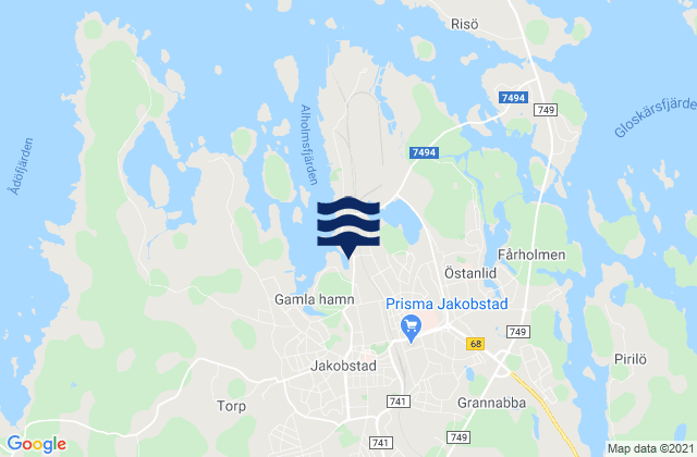 Jakobstad, Finland tide times map