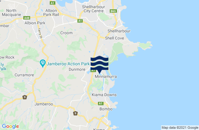 Jamberoo, Australia tide times map