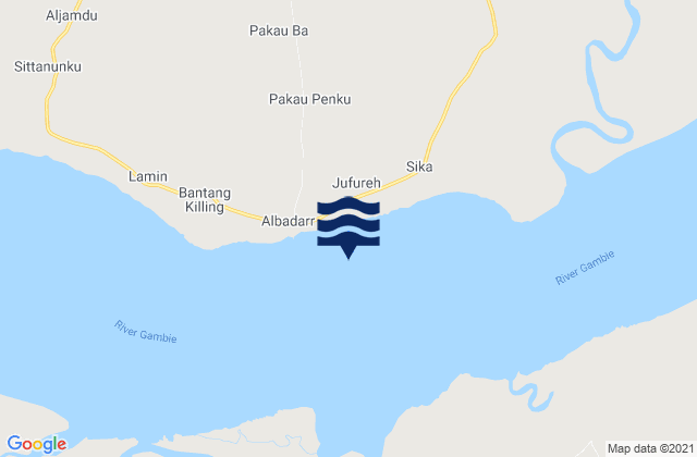 James Island, Gambia tide times map