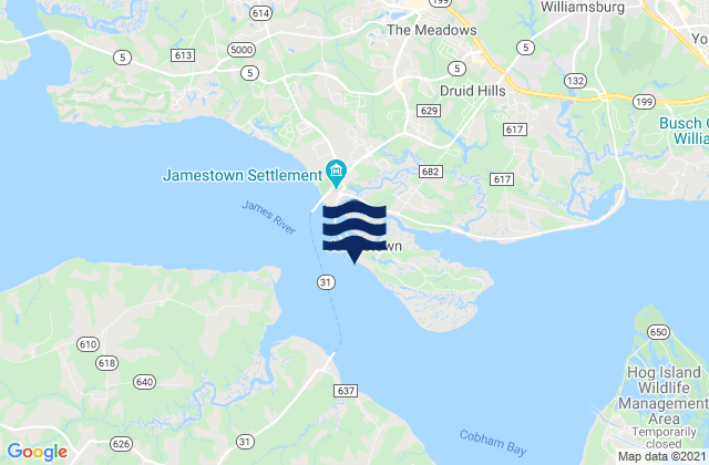Jamestown Island (Church Point), United States tide chart map