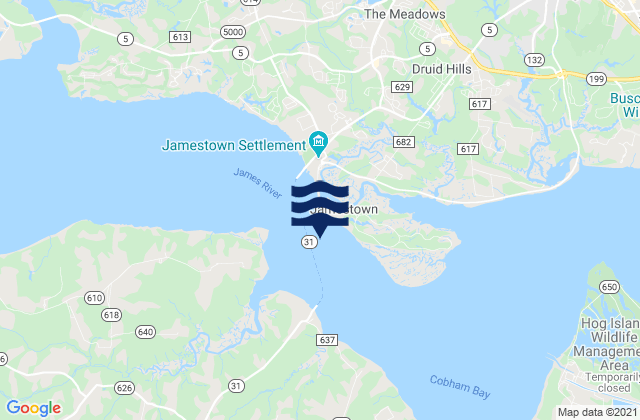 Jamestown Island Church Point, United States tide chart map