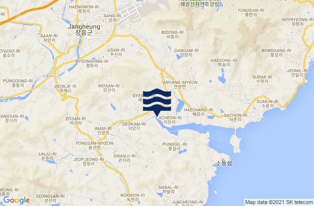 Jangheung-gun, South Korea tide times map