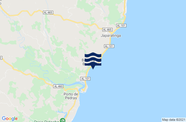 Japaratinga, Brazil tide times map