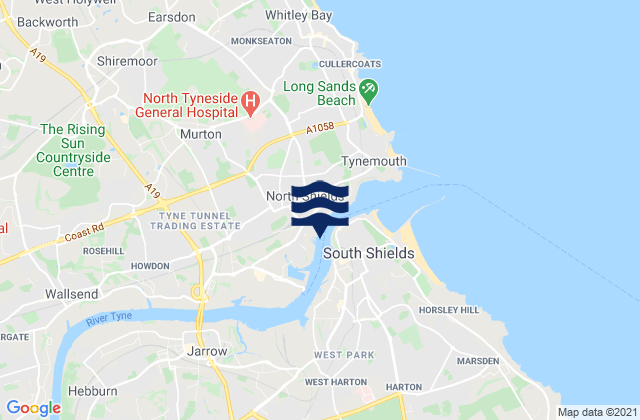 Jarrow, United Kingdom tide times map