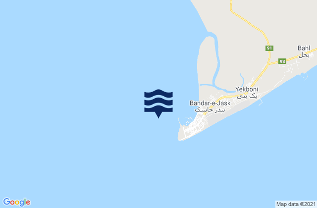 Jask Bay Gulf of Oman, Iran tide times map