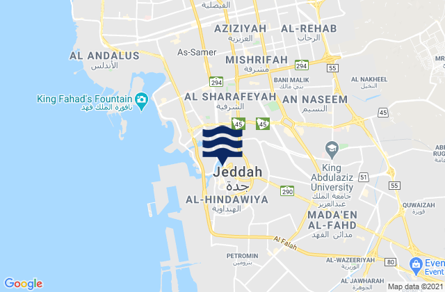Jeddah, Saudi Arabia tide times map