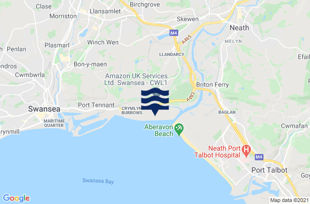 Jersey Marine Beach, United Kingdom tide times map