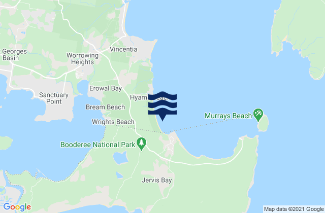 Jervis Bay, Australia tide times map