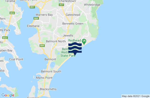 Jewells, Australia tide times map