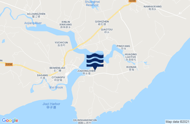 Jiadong, China tide times map