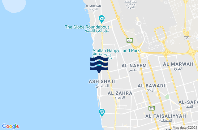 Jiddah, Saudi Arabia tide times map