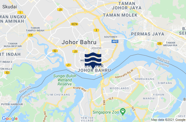Johor Bahru, Malaysia tide times map