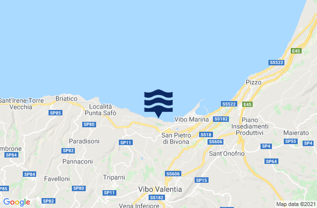 Jonadi, Italy tide times map