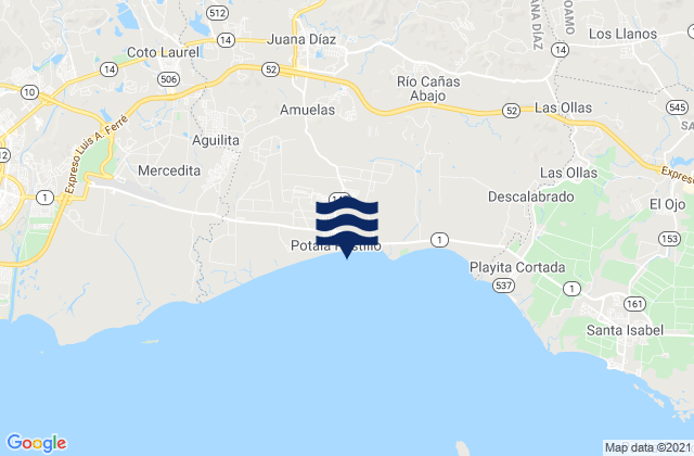 Juana Diaz Municipio, Puerto Rico tide times map