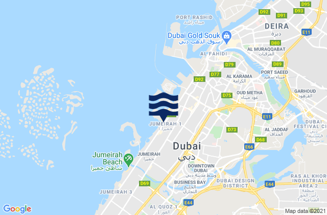 Jumeirah Beach, United Arab Emirates tide times map
