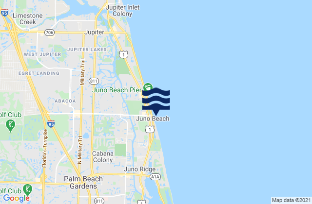 Juno Beach, United States tide chart map