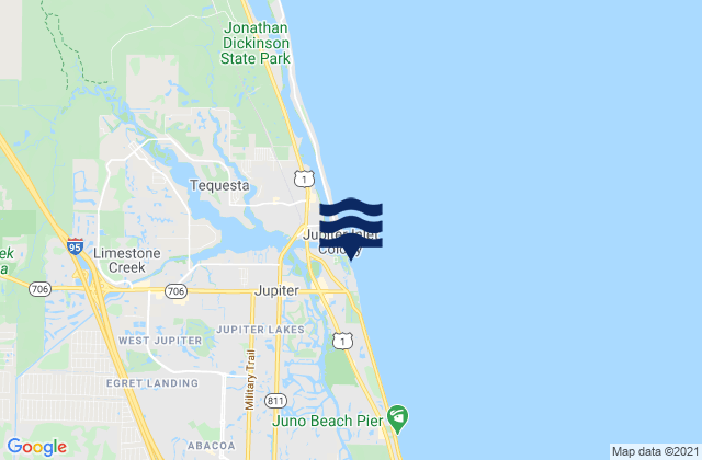 Jupiter Beach, United States tide chart map