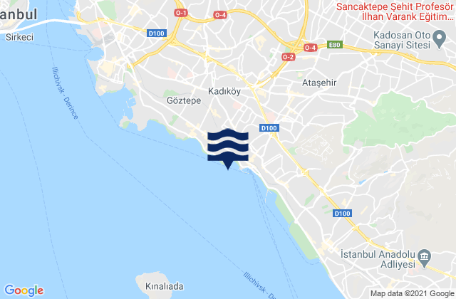 Kadikoey, Turkey tide times map