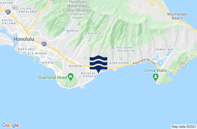 Kahala Hilton Beach, United States tide chart map